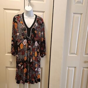 Floral Boho Midi Dress 3/4 Sleeves